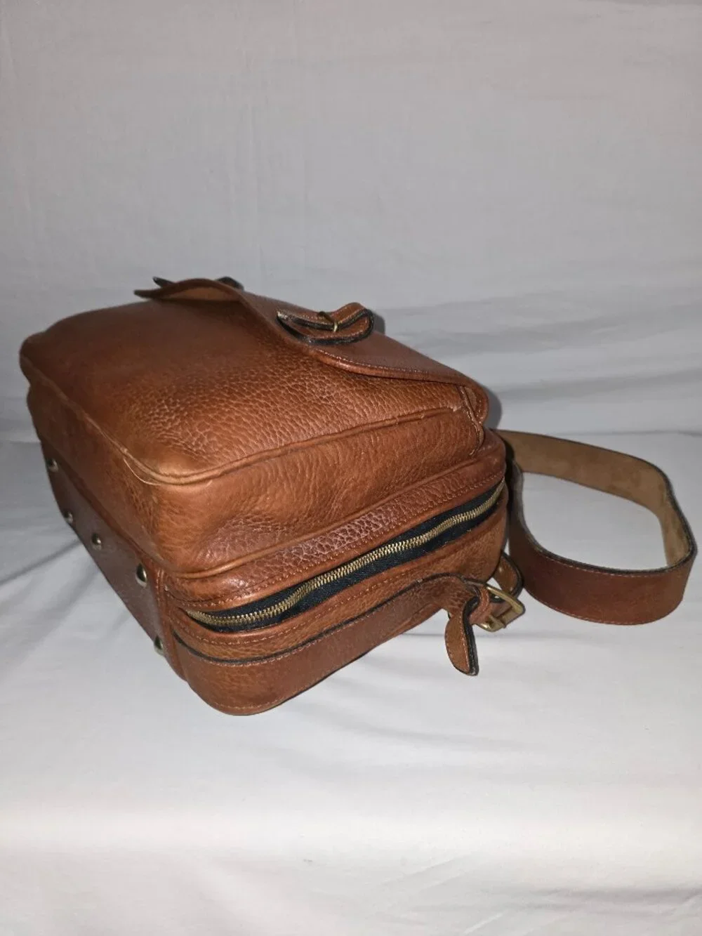 Vintage Territory Ahead Brown Full Grain Leather Overnight Weekender Travel Bag